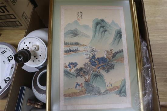 A group of Chinese ceramics, scroll paintings, etc